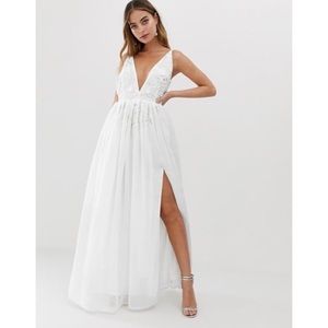 ASOS Dolly & Delicious Petite white maxi dress